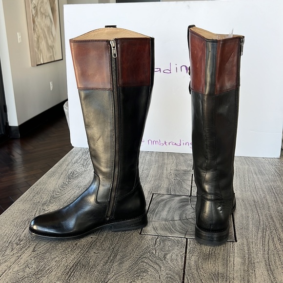 Designer Frye The Frye Company black/brown 7B cowboy riding boots - Picture 7 of 16